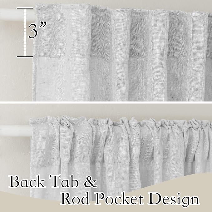 RYB HOME Linen Sheer Curtains for Living Room Textured Semi Sheer Curtains - Image 2
