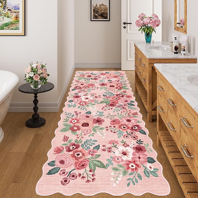 DUKINO 3x8 Kitchen Runner Rug, Soft Floral Washable Rug - Image 3