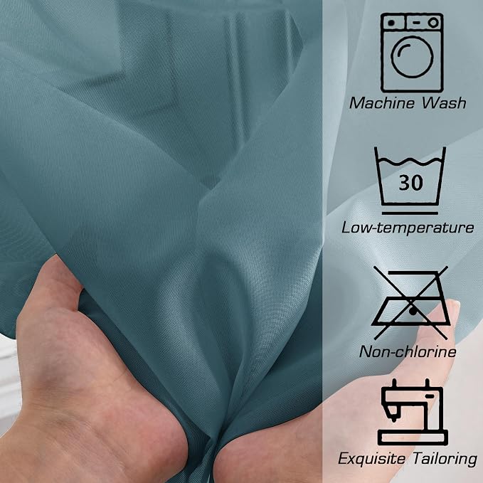 Dusty Blue Sheer Curtains 90 Inches Long 2 Panels Set - Image 4