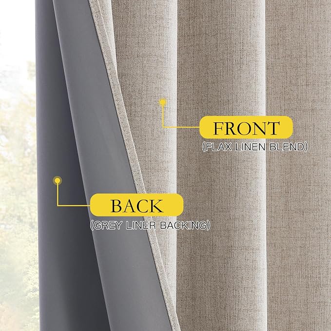 NICETOWN Natural Short 100% Blackout Curtains 63" Lenghth Burg - Image 5