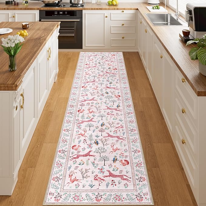 DUKINO 2x8 Washable Runner Rug, Non Slip Animal Kitchen Runner Rug, Low Pile by DUKINO