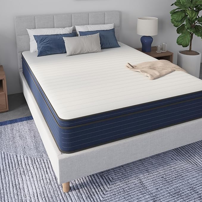 NapQueen Queen Size, 10 Inch New Victoria Hybrid Cooling Gel Infused Pocket Spring and Memory Foam Mattress, Bed in a Box, CertiPUR-US Certified