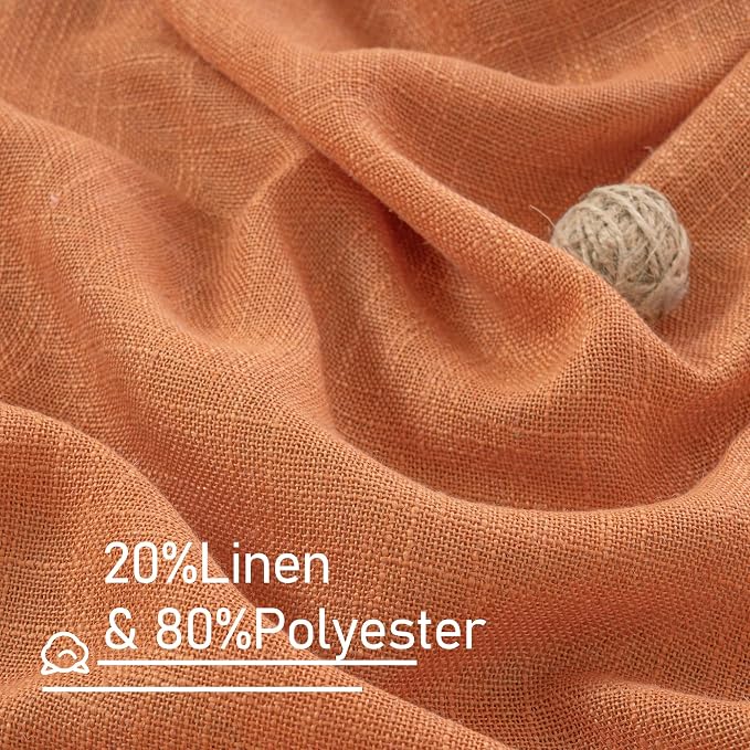 Burnt Orange Sheer Linen Curtains 84 Inch Length - Image 2