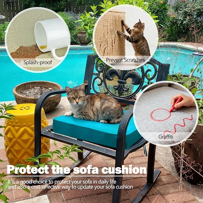 Sqodok Patio Cushion Cover 21x19 inch, Outdoor Seat Cushion Slip Cover - Image 6
