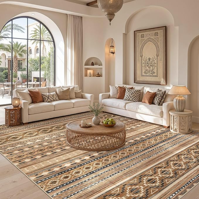 cotiled Boho 8x10 Area Rugs for Living Room: Large Moroccan Washable Rug | - Image 5