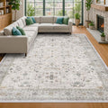 Light Gray & Sage Living Room Rug 8x10 by HazoHaus