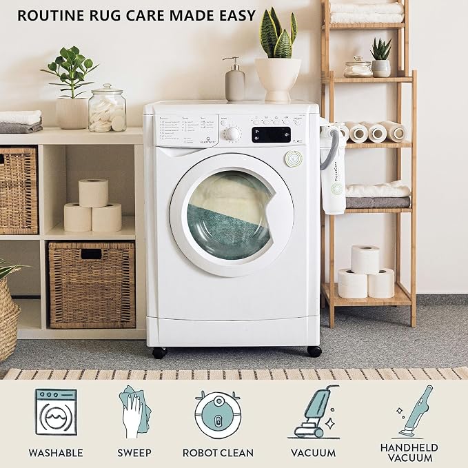 Living Room Rug 6x9 Green Area Rug Machine Washable Carpet Non Slip Indoor - Image 6