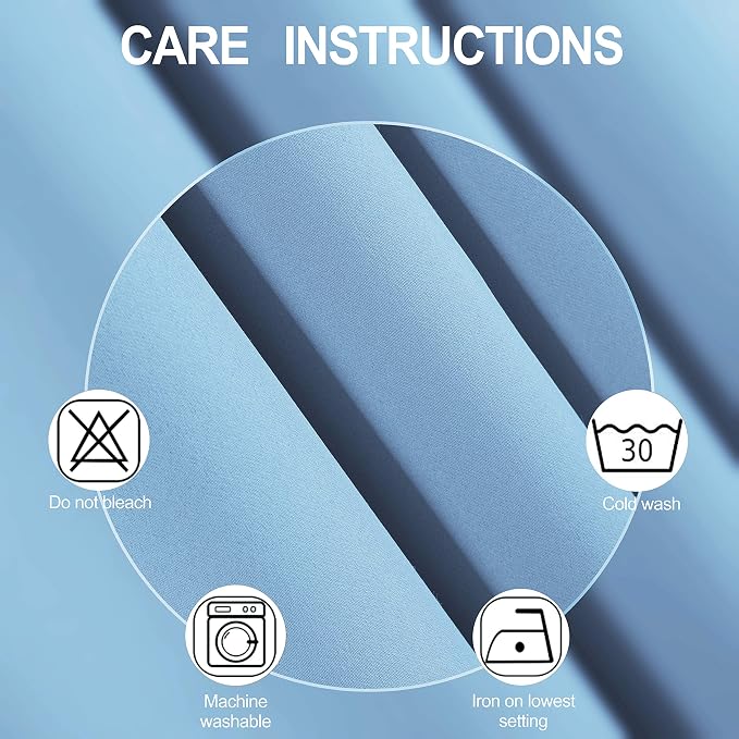 Sky Blue Blackout Curtains 66 x 63 Inch Length/Set of 2 Curtain Panels/Thermal - Image 4