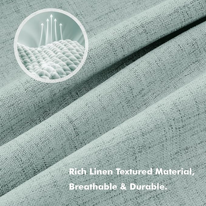 MIULEE 100% Blackout Linen Curtains 42 x 84 Inch Seafoam Green 2 Panels | - Image 3