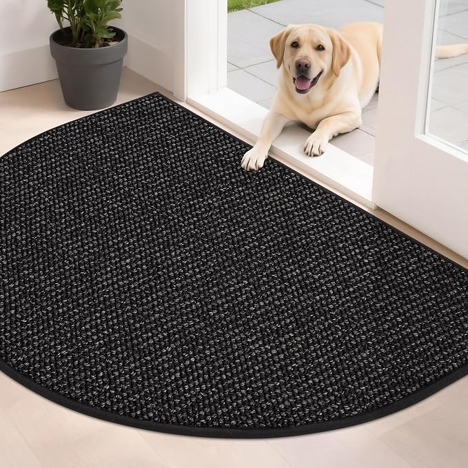 BEQHAUSE Dirt Trapper Door Mat 32" x 48" Half Circle Non Slip Rugs, Absorbent by BEQHAUSE
