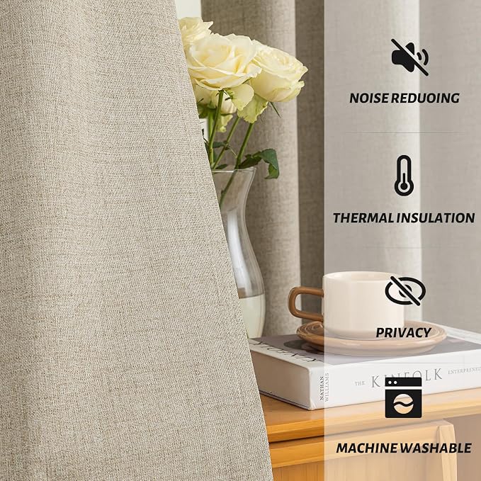 Yakamok Natural Linen Textured Curtains 96 Inches Long - Image 5