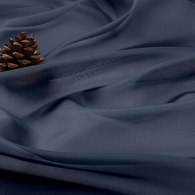 Sheer Curtains 84 Inches Long 2 Panels Set, Sheer Navy Blue Curtains - Image 7