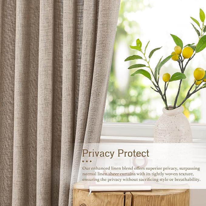 RYB HOME Linen Semi Sheer Curtains - Image 2