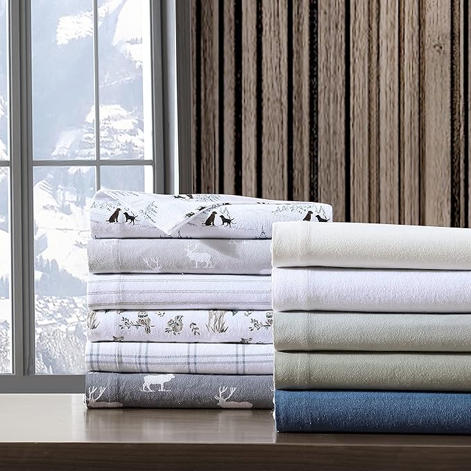 Eddie Bauer - Twin Sheets, Cotton Flannel Bedding Set, Brushed For Extra Softness, Cozy Home Decor (Woodland Friends, Twin)