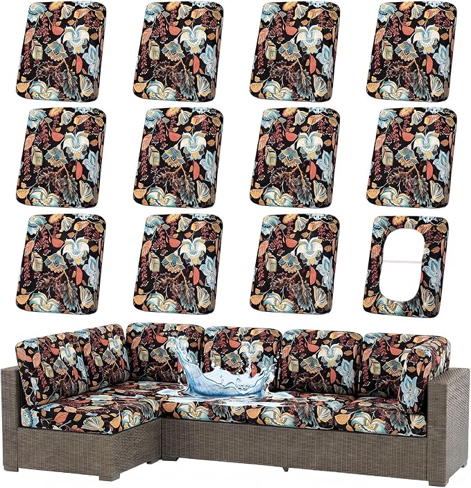 Waterproof Outdoor Cushion Covers, Stretch Patio Slipcovers | UV Resistant by hyha