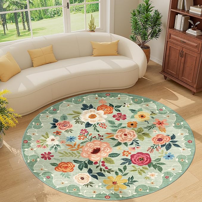 DUKINO 6ft Round Rug, Soft Washable Circle Rug - Image 9