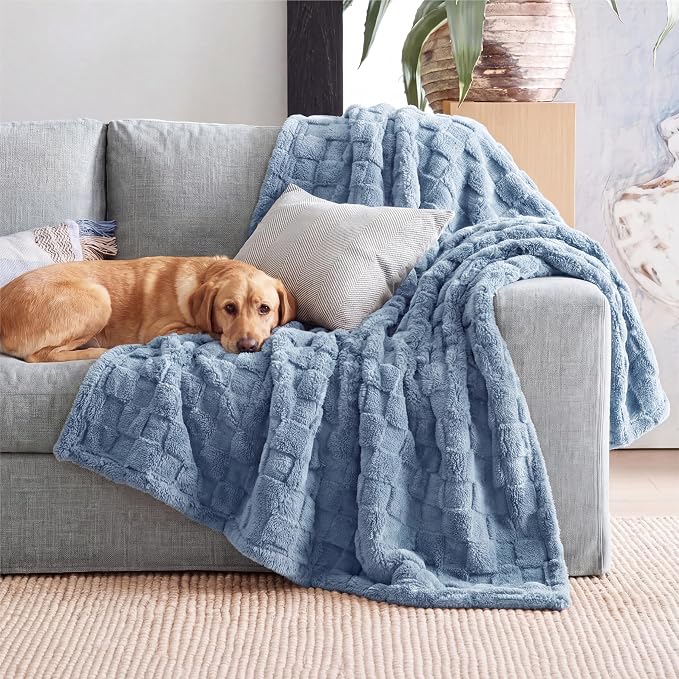 Bedsure GentleSoft Ashley Blue Throw Blanket - Image 8