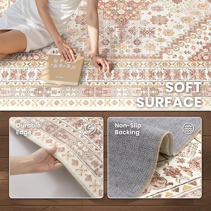 6x9 Area Rugs for Living Room, Large Washable Rug, Dining Room, Low Pile - Image 6
