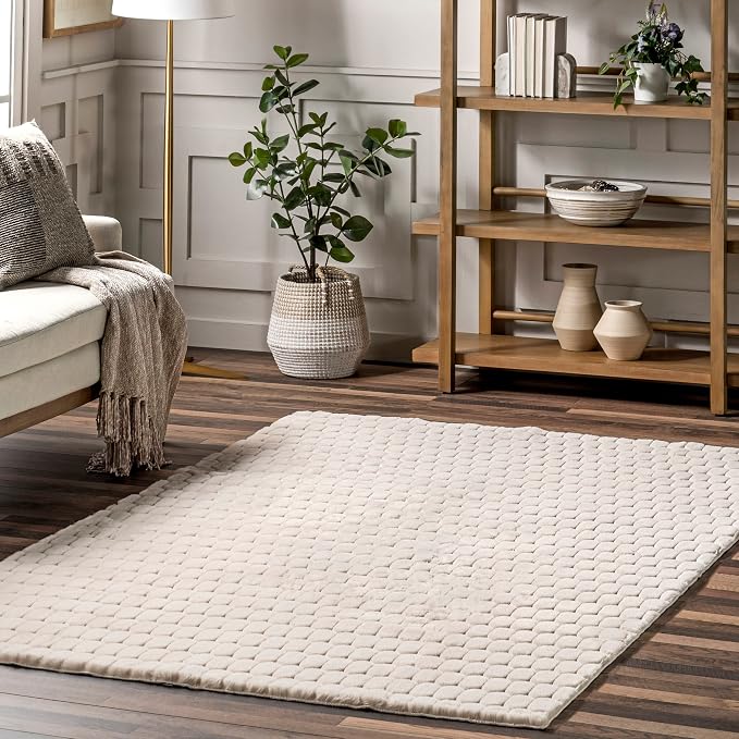 nuLOOM Nia Beige Geometric Washable Area Rug by nuLOOM
