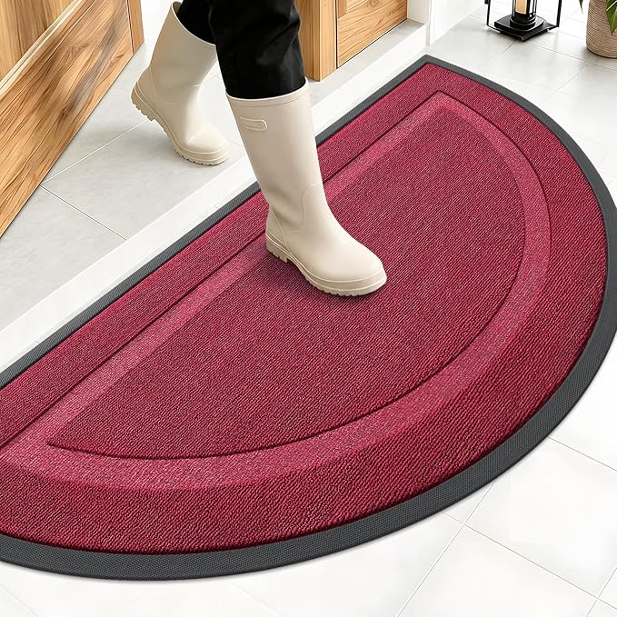OLANLY Half Circle Front Door Mat Outside 47x23 All-Season Rubber Doormat | by OLANLY