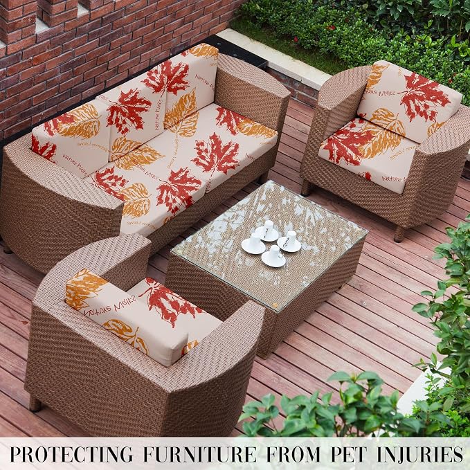 8Pcs Outdoor Cushion Covers, Elastic Patio Cushion Covers | Washable, - Image 6