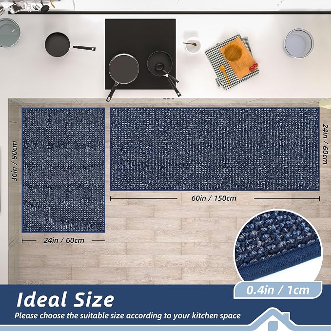 BEQHAUSE Kitchen Rugs and Mats 2PCS Non-Slip, Machine Washable Rugs - Image 2