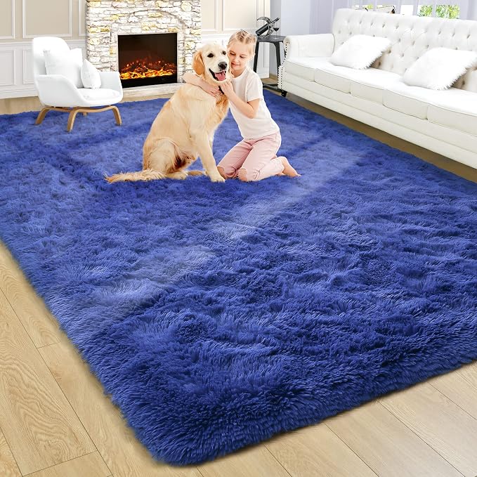 Noahas 5x7 Royal Blue Fluffy Soft Area Rug Non-Slip by ModernHomeDecor