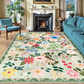 PLHXFR Area Rug 9x12 Living Room: Floral Washable Boho Soft Carpet Green | by PLHXFRSoftAreaRugs