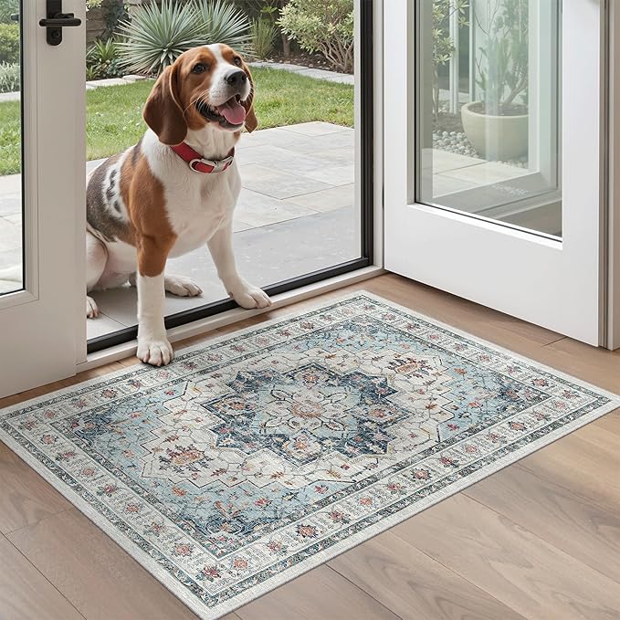 Madane Washable Area Rug 2x3 Small Entryway Rugs Non-Slip, Low Pile Floor Carpet by Madane