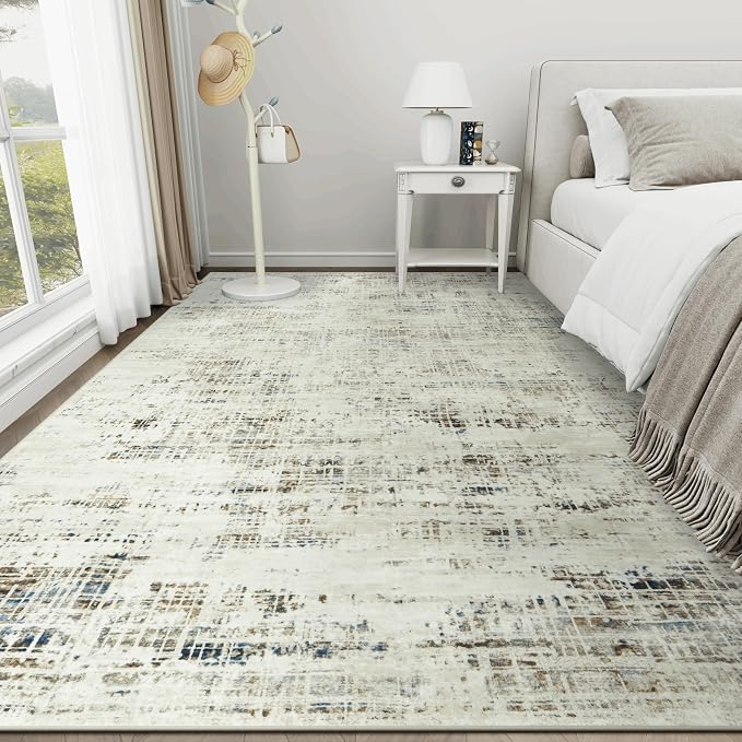 8x10 Washable Area Rug for Living Room Bedroom: Non-Slip Modern Gray White | - Image 9