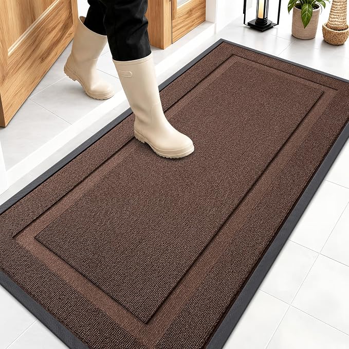 OLANLY Front Door Mat Outside 47x23, All-Season Heavy-Duty Rubber Doormat | by OLANLY