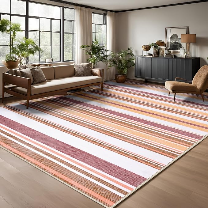 Area Rug 4x6 Red Rug Washable Rugs Non Slip Low Pile Small Carpet - Image 2