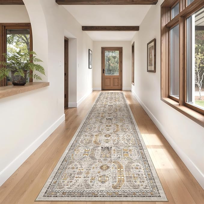 Madane Hallway Runner Rug 2'6''x14' Kitchen Runners Vintage, Stain-Resistant - Image 4