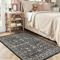 Grey Area Rug 3x5 for Bedroom Kitchen | Low Pile; Non Slip;Machine Washable; by WelcometoBabovid