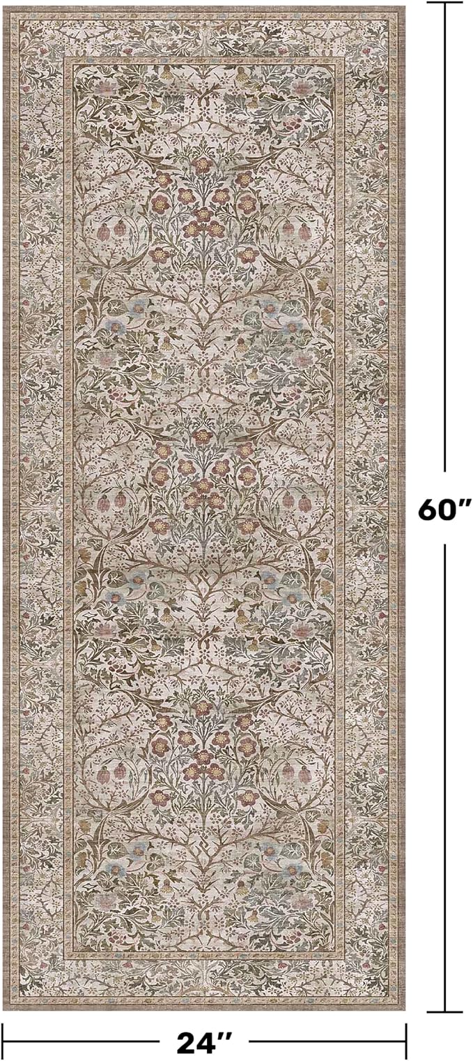 Moss Green 2x5 Bathroom Rug Runners Non Slip Washable - Image 2