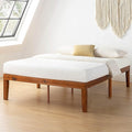 Mellow Naturalista Classic 16 Inch Solid Wood Platform Bed with Wooden Slats, Cherry, King