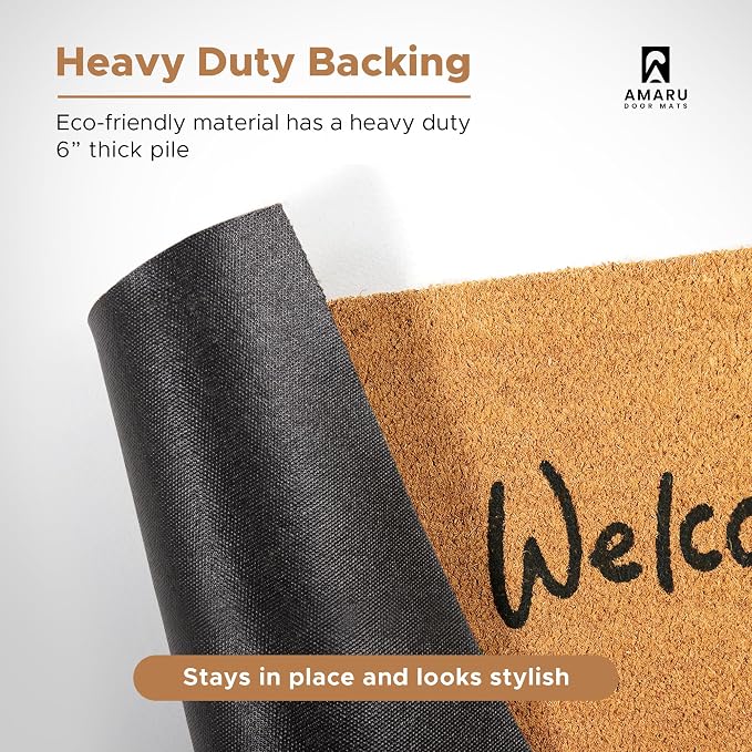 Coir Welcome Mat, 17 x 29 in | 100% Natural Coir, Anti-Shedding, Durable PVC - Image 6