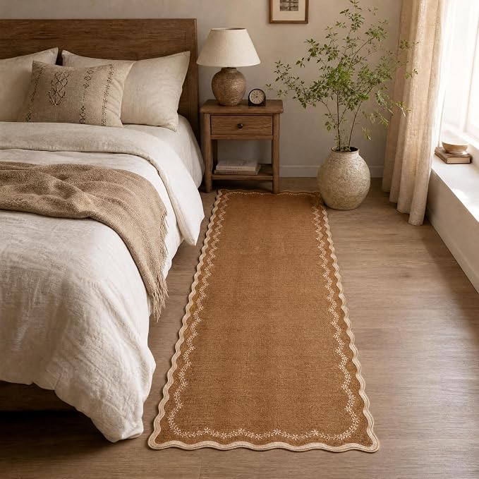 GarveeHome 2.5x8 Scalloped Washable Runner Rug Non Slip Hallway Kitchen Rug | - Image 4
