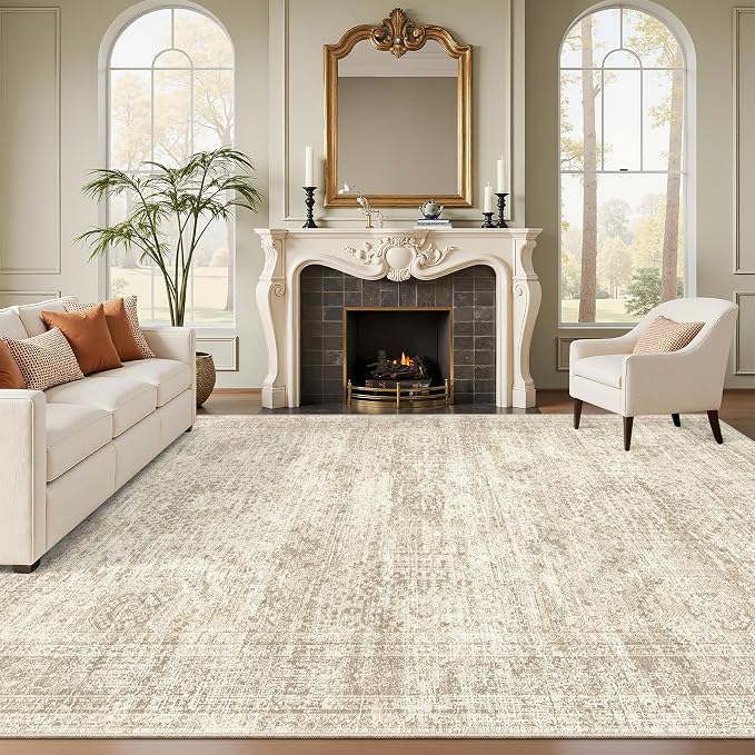 Soalmost 9x12 Area Rugs for Living Room Washable Rug Non-Slip Beige | Large by Soalmost