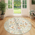 DUKINO 4ft Round Rug, Washable Animal Small Round Area Rug Non Slip, by DUKINO