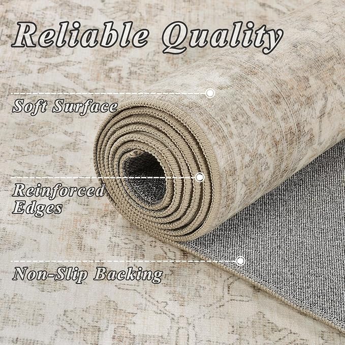 Schweek 2x3 Beige Entryway Rugs Washable Non-Slip Neutral Area Rug Door Mat | - Image 5