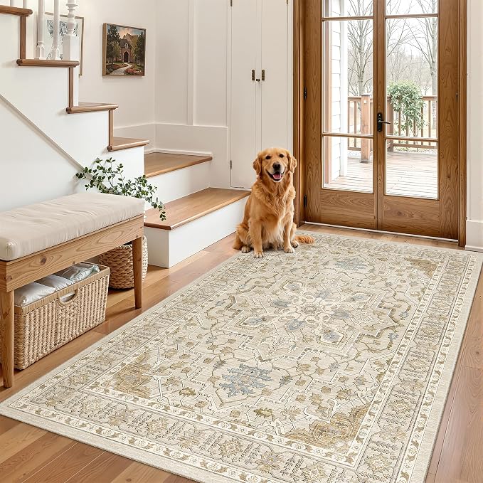 Madane Area Rug 3x5, Washable Vintage Entry Rugs - Image 2