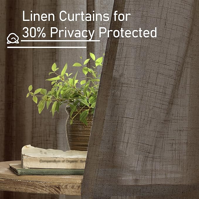 Dark Brown 72 inch Linen Textured Curtains - Image 5