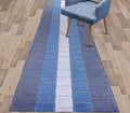 Custom Size Coastal Nautical Style Runner Rug Carpet for Hallway Entryway, Slip Resistant Latex Rubber Backed, 31 inch Wide X Customized Length, Squares Blue, 31 inch X 9 feet