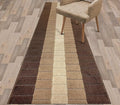 Custom Size Modern Geometric Pattern Carpet Runner Rug for Hallways, Slip Resistant Latex Rubber Backed, 31 inch Wide X Customized Length, Squares Brown, 31 inch X 16 feet