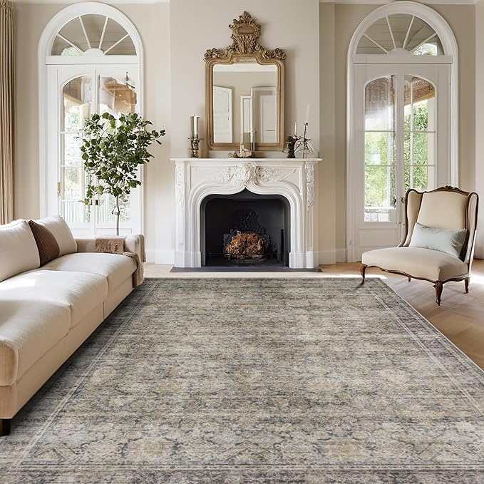 Green Brown 8x10 Washable Area Rugs by Srugn