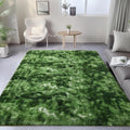 Fluffy Moss Green Rugs for Living Room 5x8, Modern Bedside Forest Carpets | by PAGISOFE