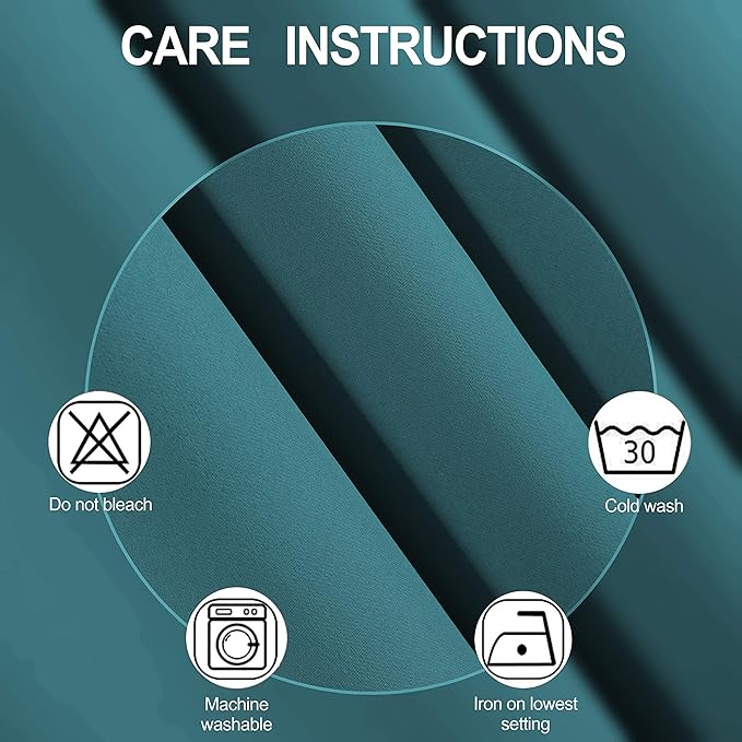 Sea Teal Thermal Blackout Curtains/52 x 95 Inch/Set of 2 Panels Room Darkening - Image 4