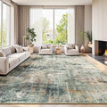 9x12 Area Rug for Living Room, Abstract Washable Large Rugs, Coffee/Green | by Lofus