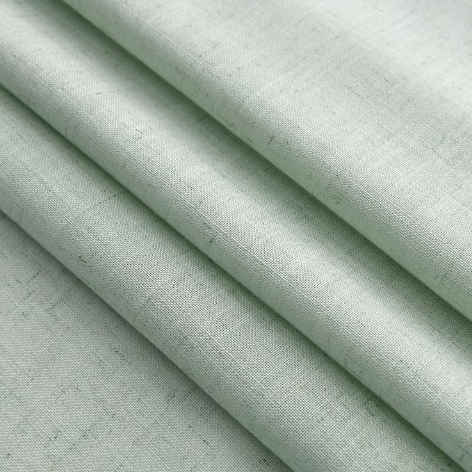 Aqua Green Linen Curtains 63 Inches Long 2 Panel Sets - Image 7